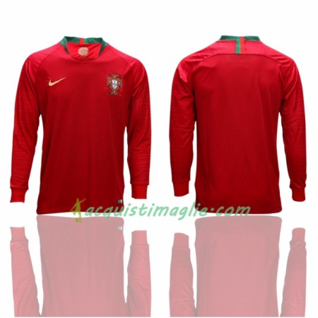 Divisa di Calcio Portogallo Prima Mondiali 2018 Manica Lunga